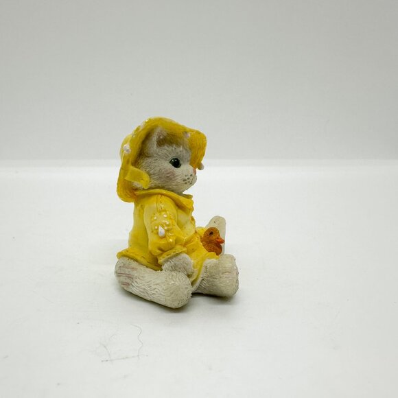 Vtg Calico Kittens Enesco Cat Cats April Showers Rain Umbrella Duck Dog Water - Picture 5 of 16